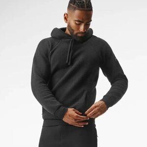 Alo Yoga Mens Triumph Hoodie Soft Knit Fleece Sweatshirt Pullover Pocket Black S